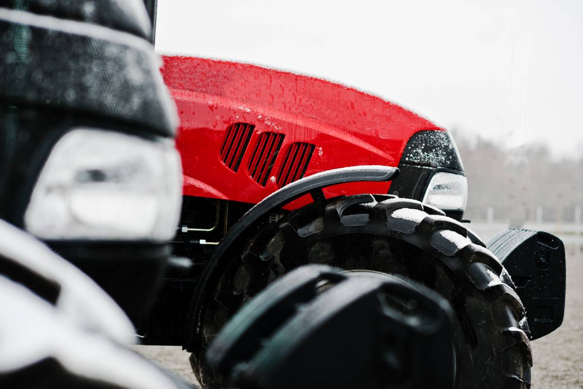 Close up view of headlight new tractor